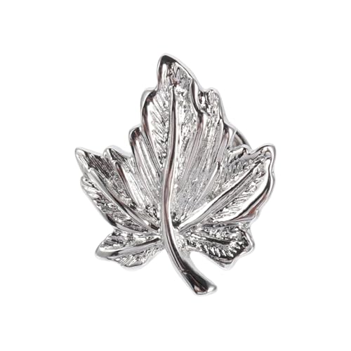GAROZATION Silberne Maple Leaf Brosche aus Metall Modische Anstecknadel für Kleidung Stilvolles Accessoire für Damen und Herren Langlebig Einfach zu Tragen für Alltag und Party von GAROZATION