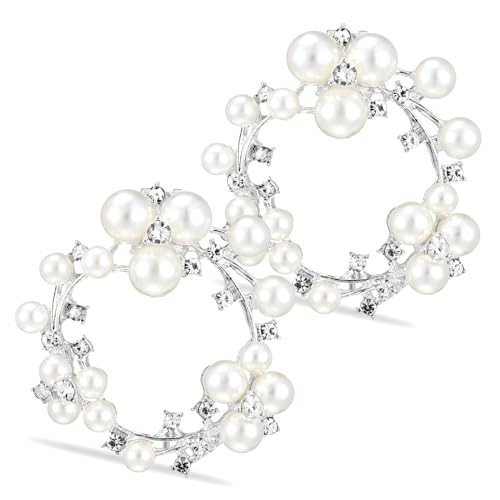 GAROZATION Silberne Schuhclips mit Perlen Damenschmuck Schuhdekorationen für Hochzeit Party und Alltag Einfache Anbringung Stilvolle Charms für High Heels Pumps und Flache Schuhe von GAROZATION