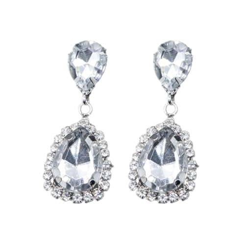 GAROZATION Silberne Wasser tropfen Ohrhänger mit Funkelnden Zirkonia Lange Hängende Damen Ohrringe Modischer Schmuck für Party Alltag und Besondere Anlässe Stilvolle Ohrstecker für Frauen von GAROZATION