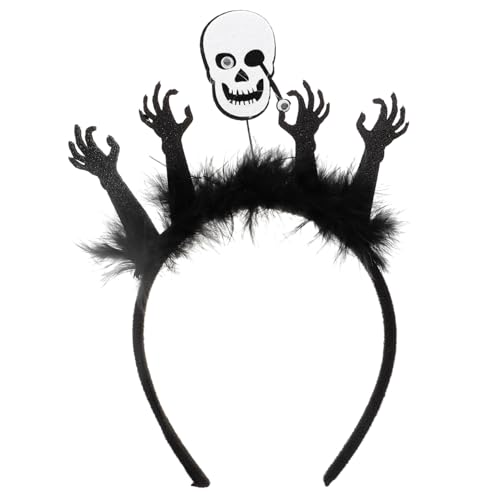 GAROZATION Skelett Party Kostüm Haarschmuck für Plüsch Geburtstag Frauen Stirnbänder für Cosplay Stirnband Requisite Kopfstück Flauschiges Halloween Haarband von GAROZATION