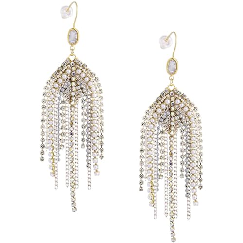 GAROZATION Statement ohrringe Damen Lang Hängend Perlenkette Boho style Chandelier Ohrschmuck Elegant für Besondere Anlässe Hochzeit Party Geschenk von GAROZATION