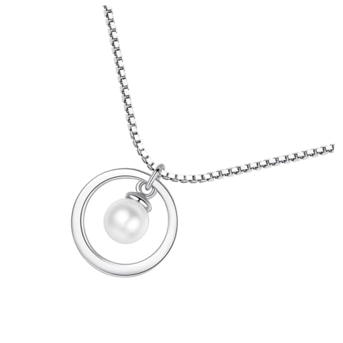 GAROZATION Sterlingsilber Perlenanhänger Halskette Damen Elegant Modisch Vielseitig Schmuck Geschenk von GAROZATION