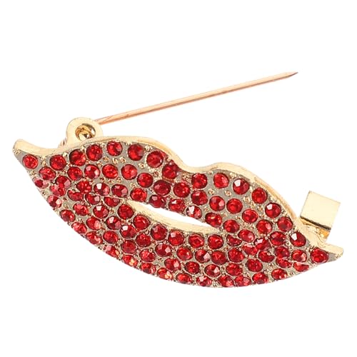 GAROZATION Strassbrosche Lippenform mit Roten Modische Anstecknadel für Anzug Vielseitiges Kleidungsaccessoire für Damen Elegant Funkeln bei Party Alltag Bühnenauftritten von GAROZATION