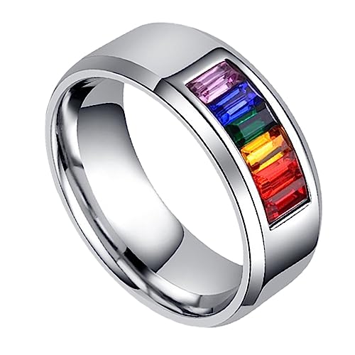 GAROZATION Stylischer Lgbt Pride Ring aus Titanstahl mit Ewiger Liebe Design Langlebig und Glänzend Geeignet als Partner für Besondere Anlässe und Tägliches Tragen von GAROZATION