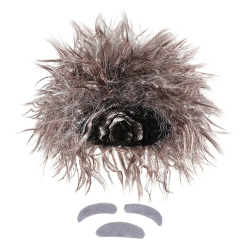 GAROZATION Verrückter Professor Perücke Set mit Schnurrbart und Augenbrauen Braune Wissenschaftler Perücke aus Weichem Material Unisex Cosplay Zubehör für Halloween Karneval und Kostümpartys von GAROZATION