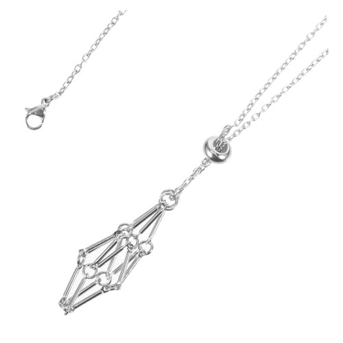 GAROZATION Verstellbare Kristallhalter Halskette mit Metallkäfig Leichter Edelstein Anhänger Halter Verstellbares Seilband für Damen Schmuck für und Alltag Langlebig und Elegant von GAROZATION