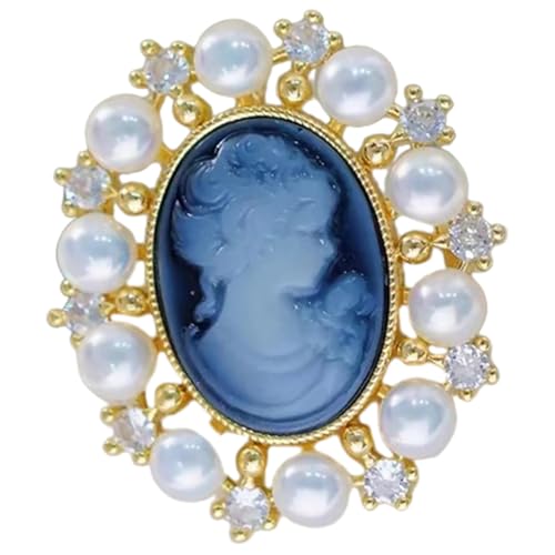 GAROZATION Vintage Perlen brosche Damen Retro Kupfer Anstecknadel mit Portrait Design als Schmuck für Kleidung und Halskette Eleganter Viktorianischer Stil für Abendkleider und Hochzeiten von GAROZATION