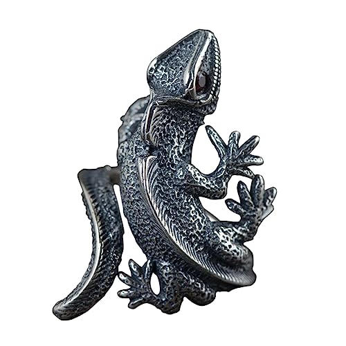 GAROZATION Vintage Punk Eidechsenring Verstellbarer Ring für Damen und Herren Retro Schmuck für Halloween Cocktail und Alltag von GAROZATION