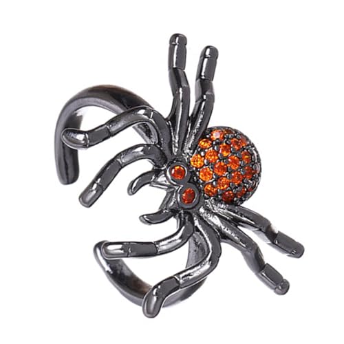 GAROZATION Vintage Punk Spinnenring Damen Verstellbar Offener Ring Mit Strass Besetzt Stylischer Gothic Schmuck Für Party Alltag von GAROZATION