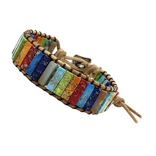 GAROZATION Gestricktes Armband Handgefertigte Handgelenkkette Damenarmbänder Bunter Steinschmuck Modeaccessoire von GAROZATION