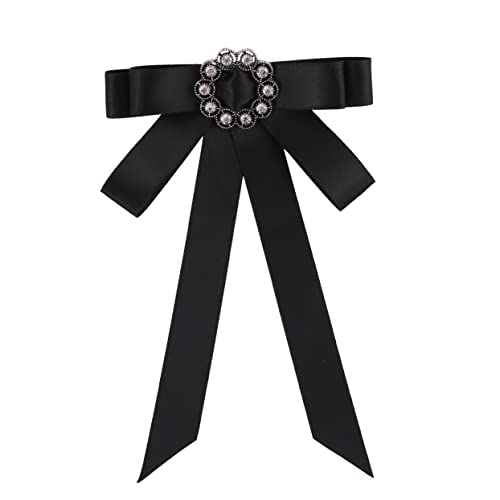 GAROZATION Klassische Schwarze Bowknot Brosche Mit Glitzersteinen Dekorative Sicherheitsnadel Für Damen Für Retro-kleidung Schals Und Accessoires von GAROZATION