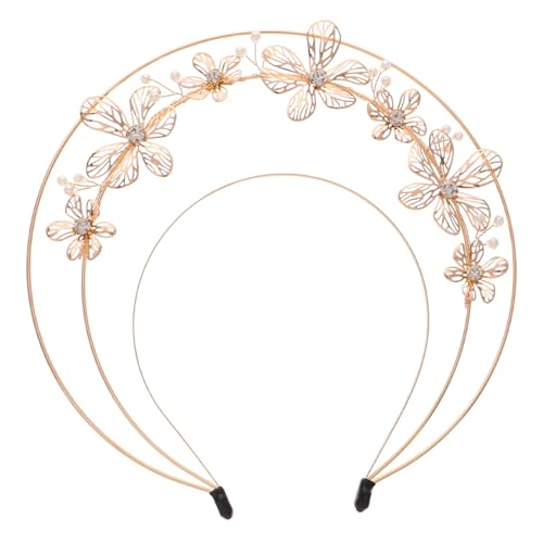 GAROZATION Perlenstirnband Aus Metallimitat Und Kunstperlen -stirnband Für Frauen Dekoratives Stirnband Party-haar-accessoire Lolita-kopfschmuck von GAROZATION