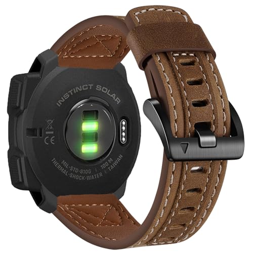 GARTOO Lederarmband, kompatibel mit Instinct 2 Solar/Instinct3, 45 mm, Uhrenarmbänder aus echtem Leder, für Damen und Herren, Dunkelbraun GARTOO Lederarmband, kompatibel mit Instinct 2 Solar/Instinct3, 45 mm, Uhrenarmbänder aus echtem Leder, für Damen und Herren, Dunkelbraun von GARTOO