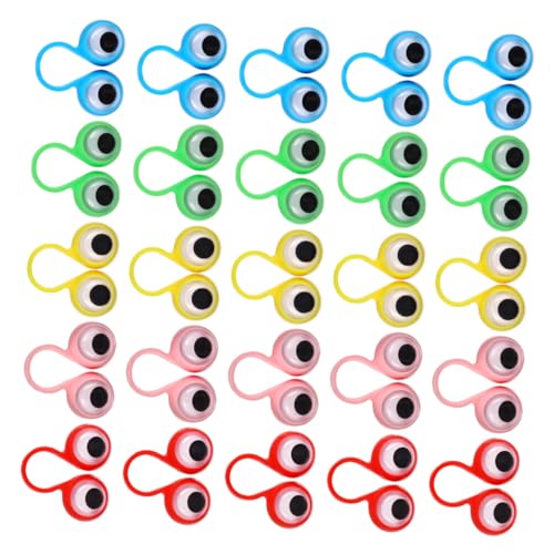 GARVALON 100 Stück Fingerpuppen Ringe mit Augen Lernspielzeug für Kleine Party Mitgebsel Farbenfrohes Ringspielzeug Hand Augen Koordination und Geschicklichkeit von GARVALON