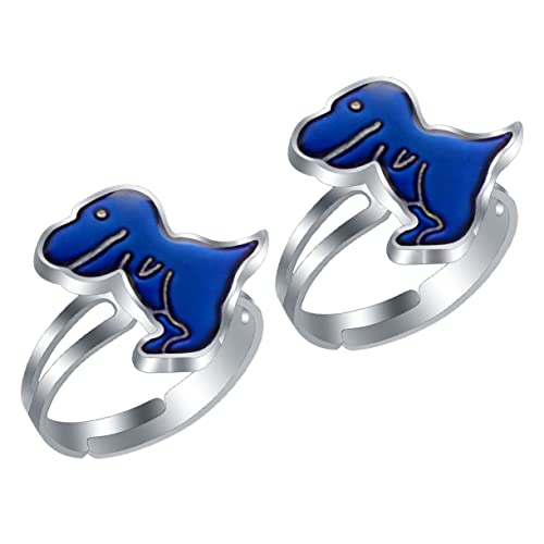 GARVALON 2stücke Pack Farbwechselende Dinosaurierform Junge Mädchen Stimmungsringe Aus Legierung Leichte Junge Mädchen Fingerringe Dekorative Tragbare Ringe von GARVALON