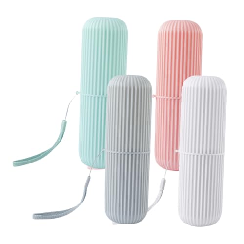 GARVALON 4stücke Reise-zahnbürstenhalter Mit Zahnpasta-Box Tragbarer Badezimmer-Becher Für Zahnbürsten-aufbewahrung Aus Pp-Material Kompakt Und Leicht Für Unterwegs von GARVALON