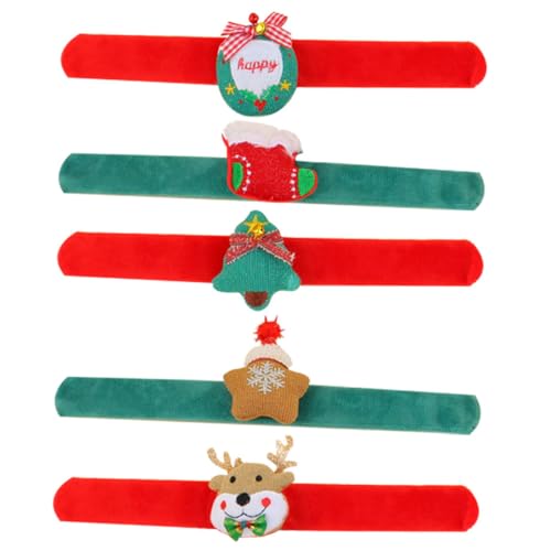 GARVALON 5 Stück Teiliges Weihnachts Slap Armbänder für Spielzeuge mit Süßem Rentierdesign Mitgebsel für Feste und Partys Farbenfroh und Langlebig von GARVALON