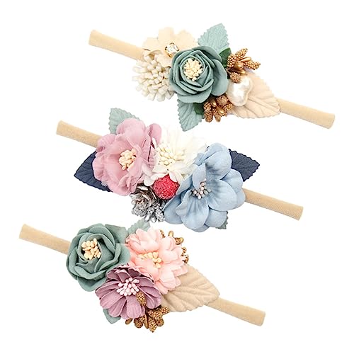 GARVALON 3stücke Blumen Stirnband Für Kopfbedeckung Elastische Haarschmuck Junge Mädchen Kopfschmuck Haar Zubehör Hochwertige Materialien Hautfreundlich Formvollendet von GARVALON