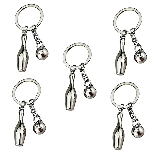 GARVALON Bowling Schlüsselanhänger 5 Stück Aus Zinklegierung Sportlicher Anhänger Für Rucksäcke Hängend Als Für Kinder Und Erwachsene Bowling Partygeschenke Tasche Deko von GARVALON