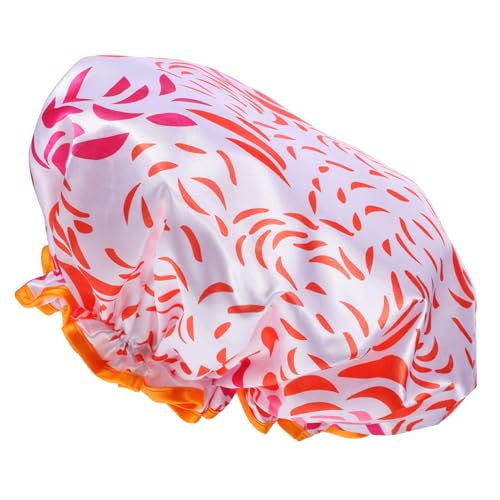 GARVALON Extra Große Duschhaube Für Damen Doppellagige Wasserdichte Satin-haarhaube Wiederverwendbar Für Lange Haare Für Haarpflege Und Färbung Elastisch Und Komfortabel von GARVALON