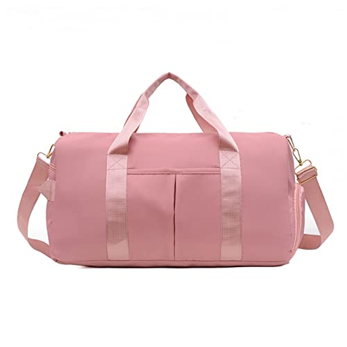 Sporttasche Damen Outdoor Wasserdicht Nylon Sport Gym Taschen Männer Frauen Training Fitness Reise Handtasche Yoga Matte Sporttasche mit Schuhfach (Farbe: Rosa) von GARWAR