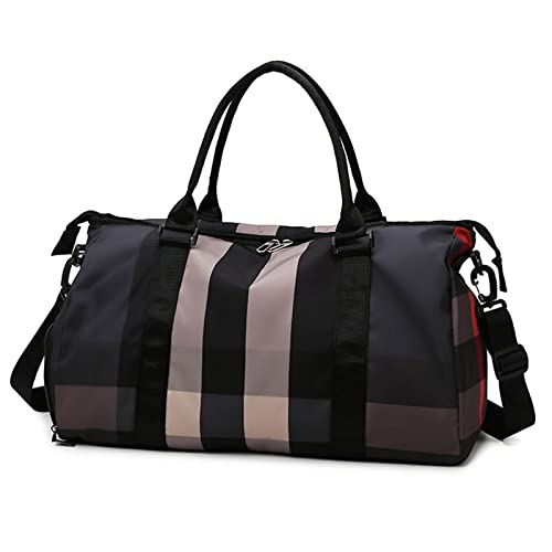 Turnbeutel Damen-Turnbeutel für Damen und Herren mit Schuhtasche, Nylon, groß, modisch, für Reisen, Training, wasserdicht, Sport, Fitness, Shopper, Umhängetasche (Farbe: Schwarz) von GARWAR