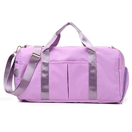 Turnbeutel für Damen, Turnbeutel für Damen mit Schuhfach, langlebig, leicht, für Yoga, große Handtasche (Farbe: Lila) von GARWAR