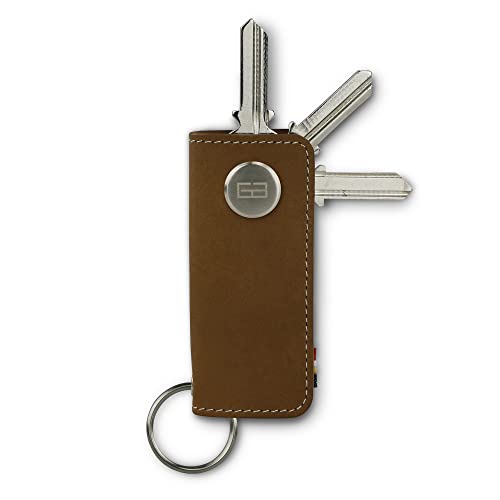 GARZINI Key Organizer Leder, Schlüsselanhänger Auto mit Schlüsselring, Etui aus echtem Leder für 7 Schlüssel, Herren Geschenk in eleganter Verpackung, Camel Brown von GARZINI