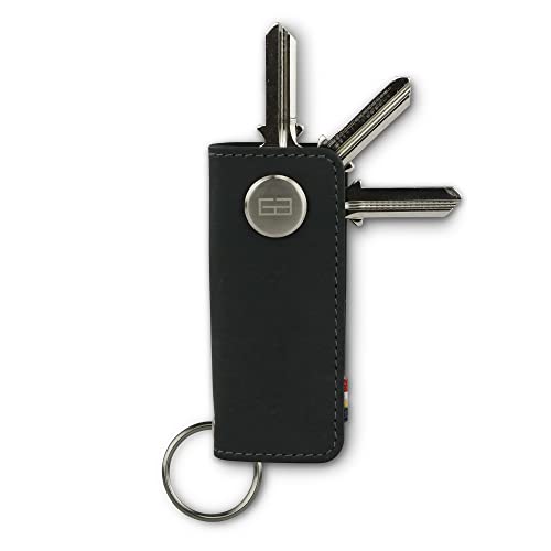 GARZINI Key Organizer Leder, Schlüsselanhänger Auto mit Schlüsselring, Etui aus echtem Leder für 7 Schlüssel, Herren Geschenk in eleganter Verpackung, Carbon Black von GARZINI