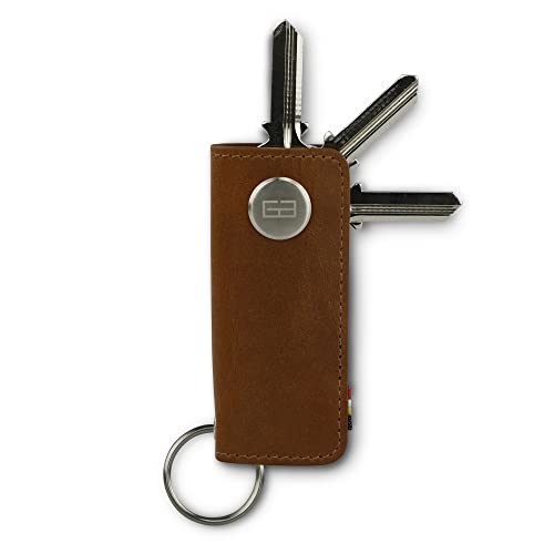 GARZINI Key Organizer Leder, Schlüsselanhänger Auto mit Schlüsselring, Etui aus echtem Leder für 7 Schlüssel, Herren Geschenk in eleganter Verpackung, Cognac von GARZINI