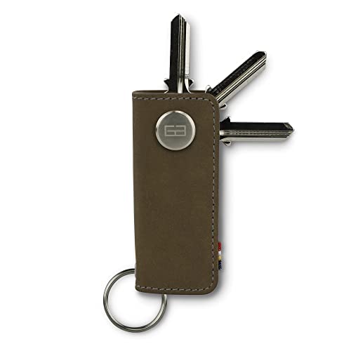 GARZINI Key Organizer Leder, Schlüsselanhänger Auto mit Schlüsselring, Etui aus echtem Leder für 7 Schlüssel, Herren Geschenk in eleganter Verpackung, Metal Grey von GARZINI