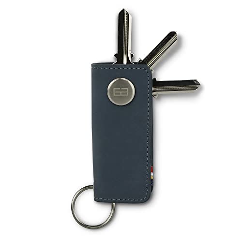 GARZINI Key Organizer Leder, Schlüsselanhänger Auto mit Schlüsselring, Etui aus echtem Leder für 7 Schlüssel, Herren Geschenk in eleganter Verpackung, Saphire Blue von GARZINI