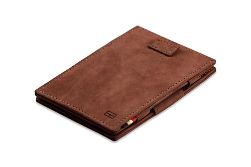 GARZINI Magic Wallet, RFID Geldbeutel für Herren aus echtem Leder mit Platz für 12 Karten, Mini Geldbörse als Geschenk für Männer, mit Pull-Tab System, Java Brown von GARZINI