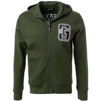 GAS Herren Sweatjacke grün Baumwolle unifarben von GAS