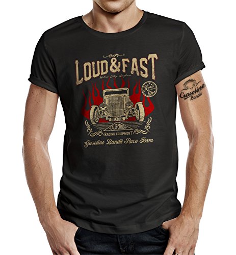 Biker T-Shirt Racer Hot Rod Design: Loud Fast XXXXL von Gasoline Bandit