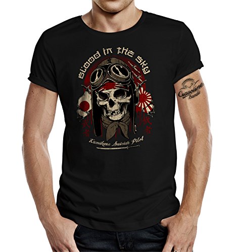 Design, Air-Force Pilot Flieger Army T-Shirt: Kamikaze Blood from The Sky XL von Gasoline Bandit