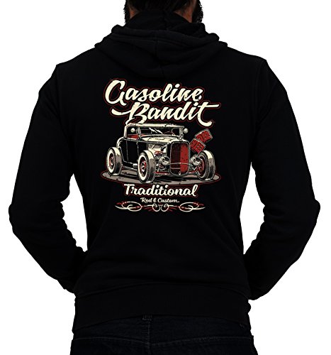 GASOLINE BANDIT Rockabilly Biker Racer Kapuzen-Jacke Zip-Hoodie für Motorradfahrer Hot Rod von Gasoline Bandit