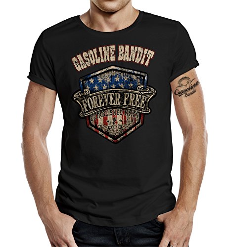 GASOLINE BANDIT Original Biker Racer T-Shirt: Forever Free II-XXXXL von Gasoline Bandit
