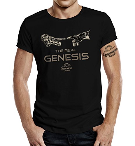 GASOLINE BANDIT Herren T-Shirt für Motorradfahrer original Design:The Real Genesis von Gasoline Bandit