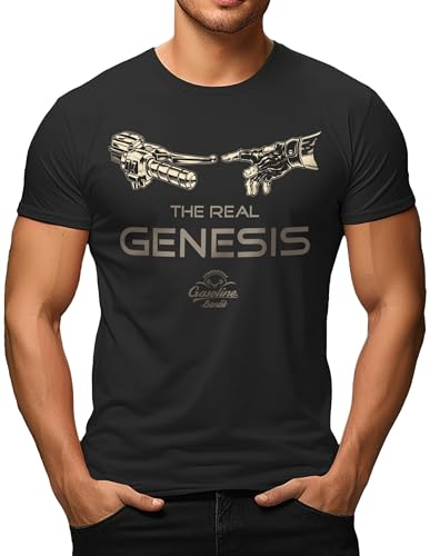GASOLINE BANDIT Herren T-Shirt für Motorradfahrer original Design:The Real Genesis von Gasoline Bandit