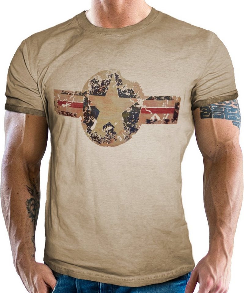 GASOLINE BANDIT® T-Shirt für den US-Army Fan im Washed Sand Look USAF von GASOLINE BANDIT®