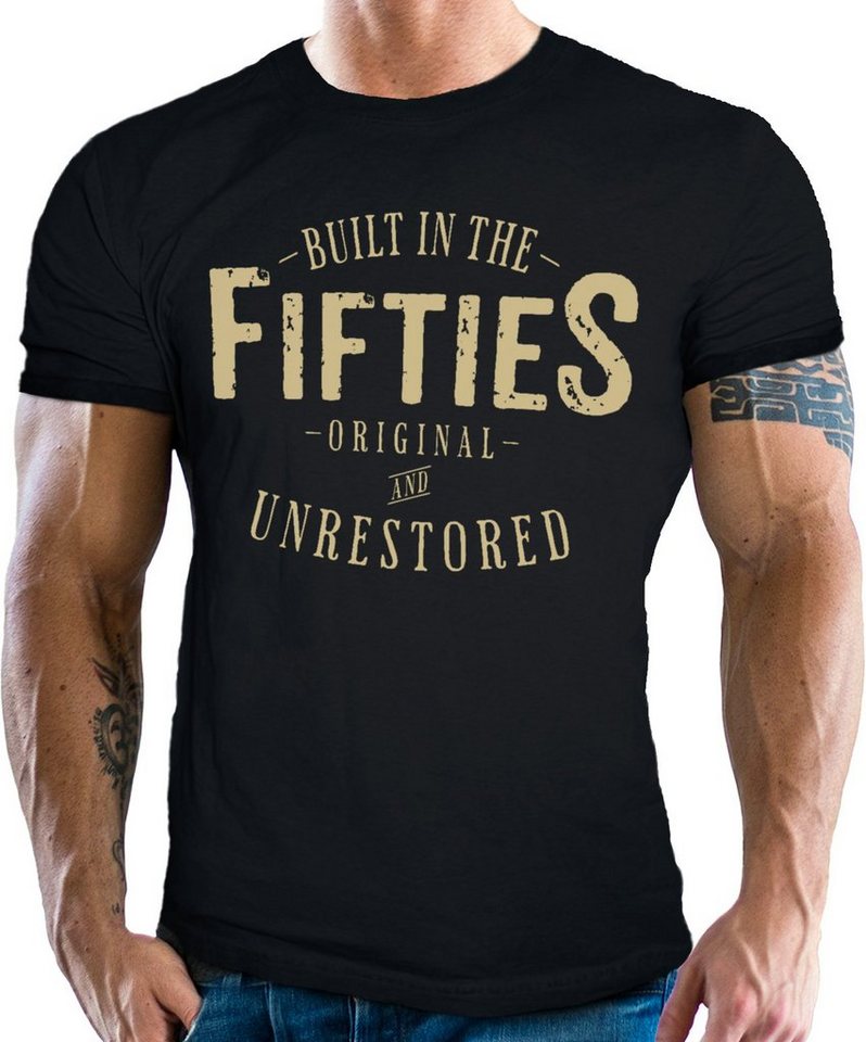 GASOLINE BANDIT® T-Shirt im Vintage Retro Style auf Schwarz: Built in The Fifties von GASOLINE BANDIT®