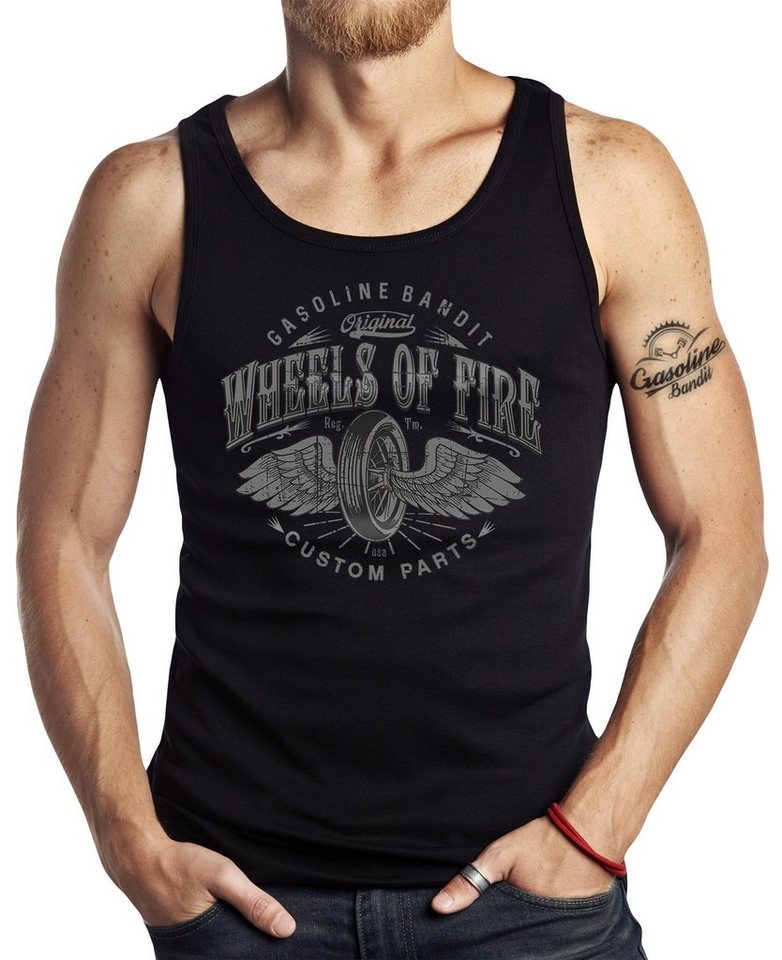 GASOLINE BANDIT® Tanktop für Hot-Rod Biker Racer Motorrad Fans: Wheels on Fire von GASOLINE BANDIT®