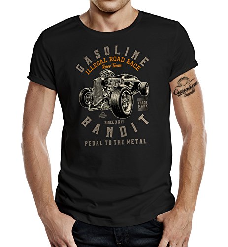 Gasoline Bandit Original Rockabilly Biker Racer Design T-Shirt: Hot Rod Race-L von Gasoline Bandit