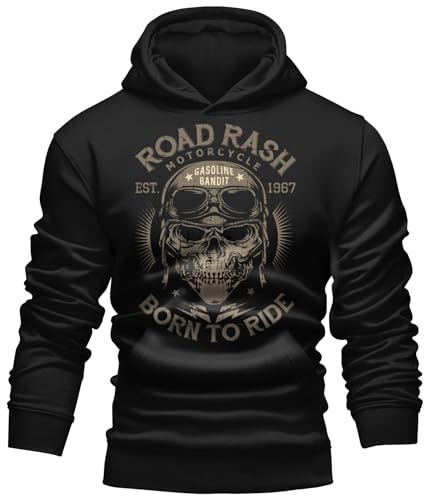 GASOLINE BANDIT Biker Racer Herren Kapuzen-Pullover-Hoodie für Motorradfahrer - Road Rash - Born to Ride von Gasoline Bandit