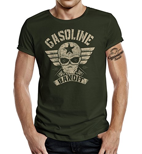 Gasoline Bandit Original Design Biker Shirt: Bandit Wing auf Oliv-L von Gasoline Bandit