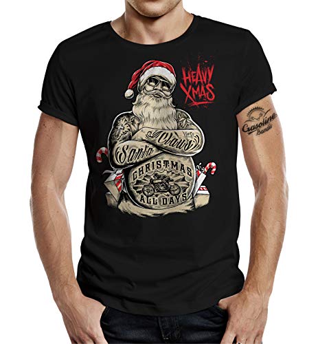 Biker Racer Schrauber Weihnachts T-Shirt - Heavy Xmas als Geschenk für Männer von Gasoline Bandit