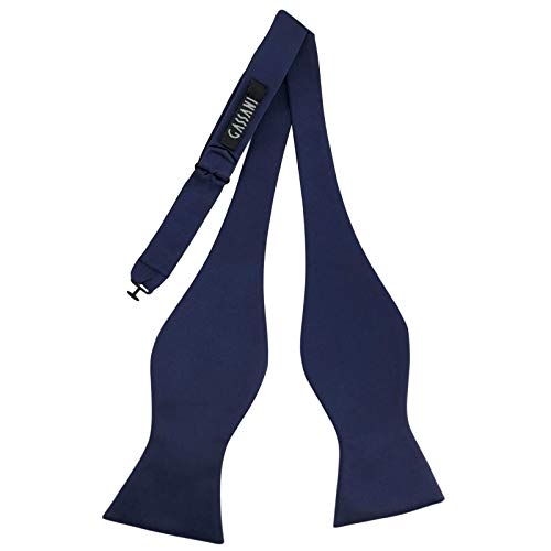 GASSANI Dunkel-Blaue Herren-Fliege Offen Z. Selbst-Binden, Ungebundene Offene Satin Anzug-Schleife, Selbst-Binder Verstellbar Z. Ball Oper Gala Fest von GASSANI