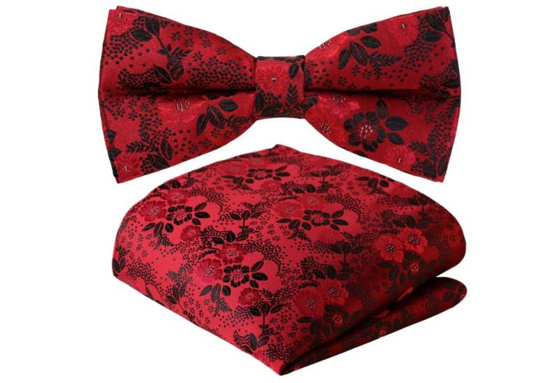 GASSANI Fliege Hochzeitsfliege Paisley Festlich, Herren-Fliege Hochzeit Schleife Tuch (Set, 2-St., Satin, Blumen, Herrenschleife, mit Einstecktuch) Jacquard Bunt Geblümt Floral, Vor-Gebunden Verstellbar, Seide Touch von GASSANI