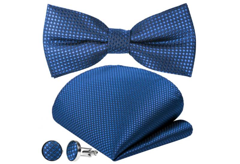 GASSANI Fliege Hochzeitsfliege Karo Tuch Festlich, Herren-Fliege z. Anzug Hochzeit (Set, 3-St., Schleife, Kariert, mit Einstecktuch, Manschettenknöpfe) Gepunktet Punkte Tupfen, Gebunden Vorgebunden Verstellbar, Seide-Touch von GASSANI